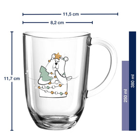 Massangaben zu Tasse RIPOSO 380 ml Eisbär mit Weihnachtsmotiv