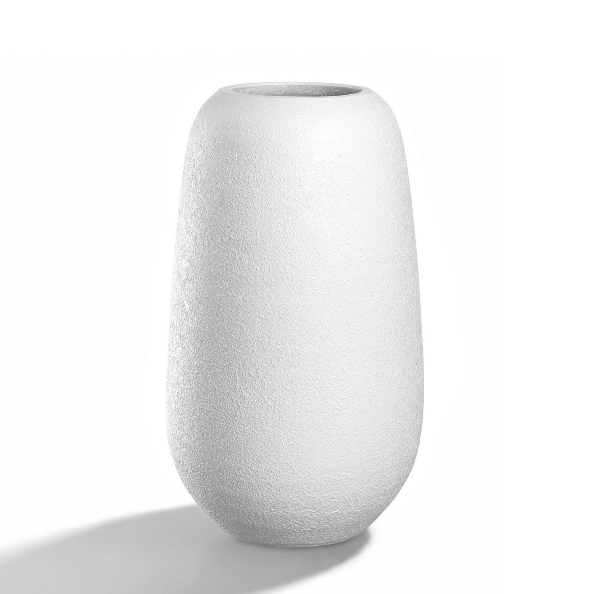 Keramikvase TROGOLO 30 cm weiß, ovale Form, strukturierte Oberflaeche