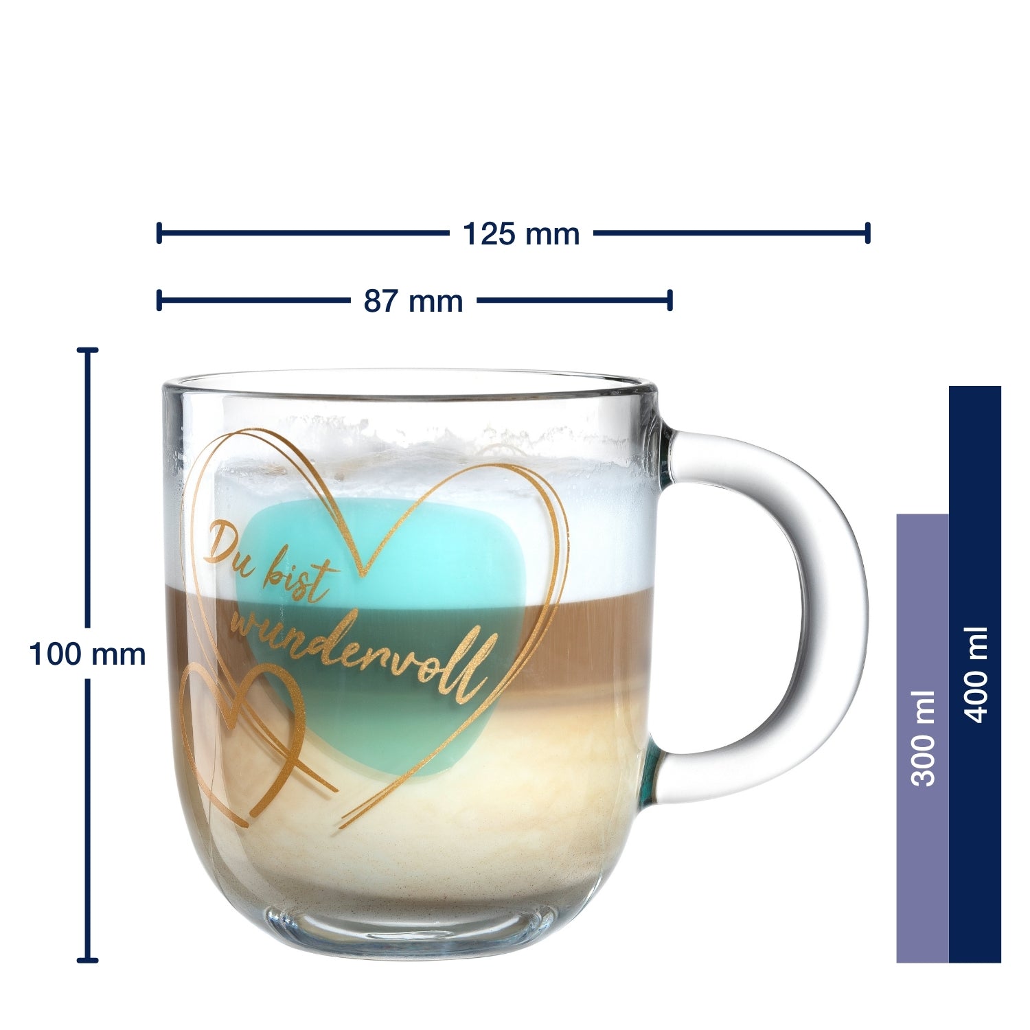 Tasse EMOZIONE 400 ml türkis 'Du bist wundervoll'