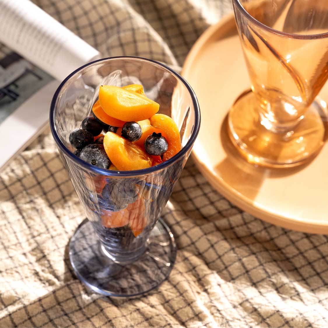 Eisbecher CONO 360 ml apricot / blau 4er-Set