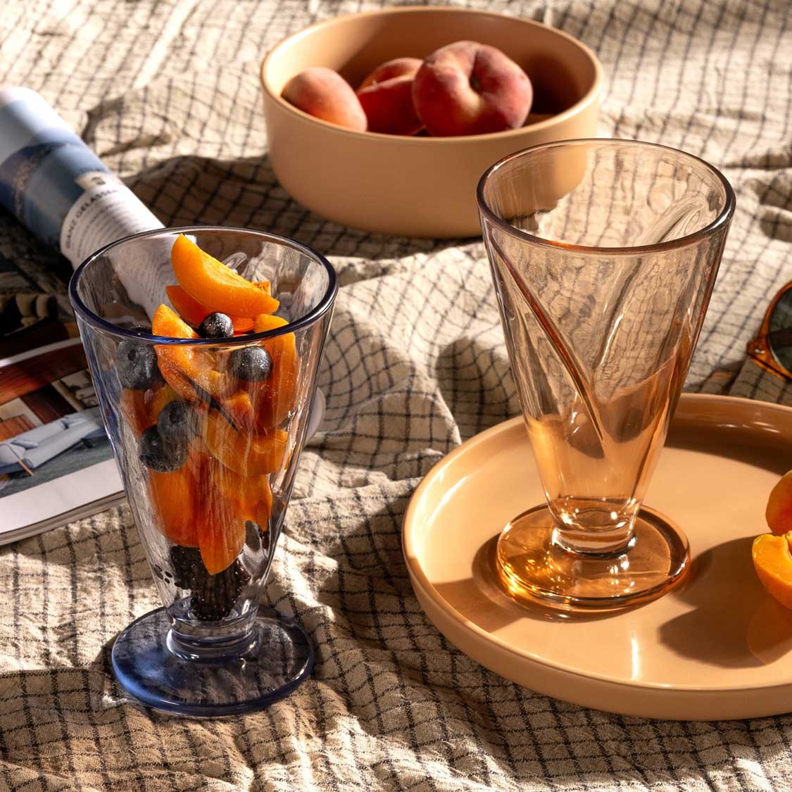 Eisbecher CONO 360 ml apricot / blau 4er-Set