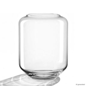 Windlicht MILANO aus klarem Glas, zylindrische Form, freistehend vor weißem Hintergrund