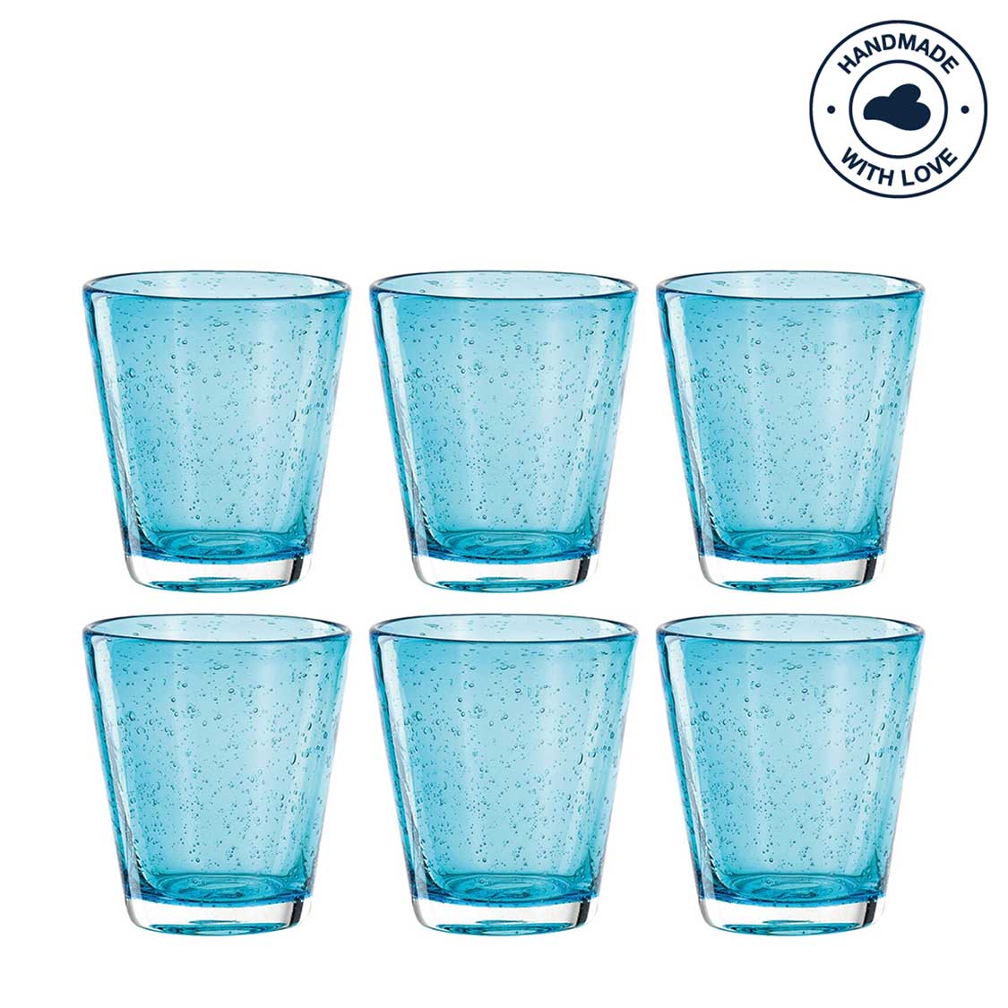 Trinkglas BURANO 330 ml blau 6er-Set