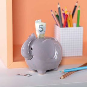 Spardose BAMBINI 12 cm grau Elefant