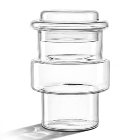 Dose PER TUTTO aus klarem Glas mit Deckel, stapelbar, freigestellt