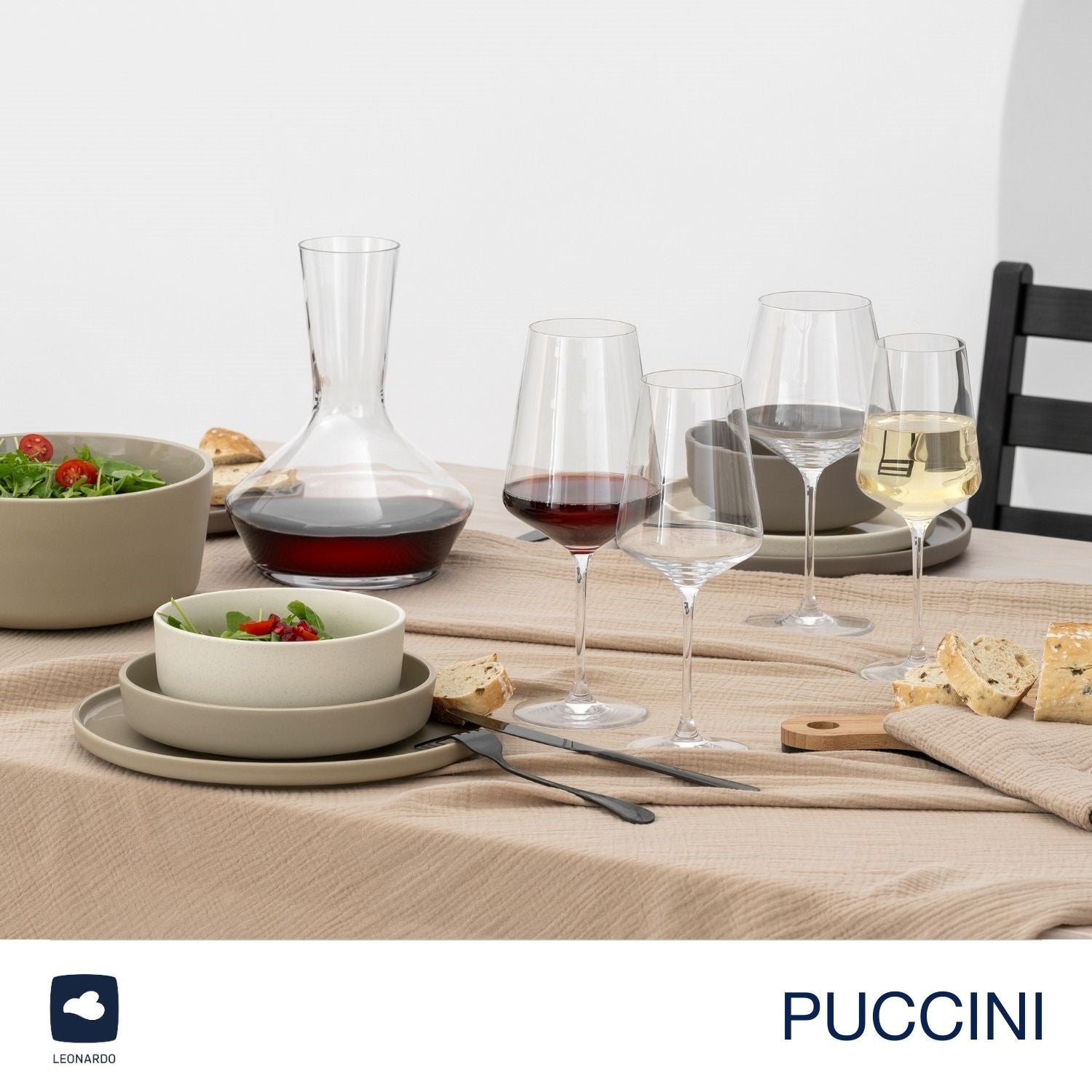 Weißweinglas PUCCINI 560 ml 6er-Set + Poliertuch – LEONARDO