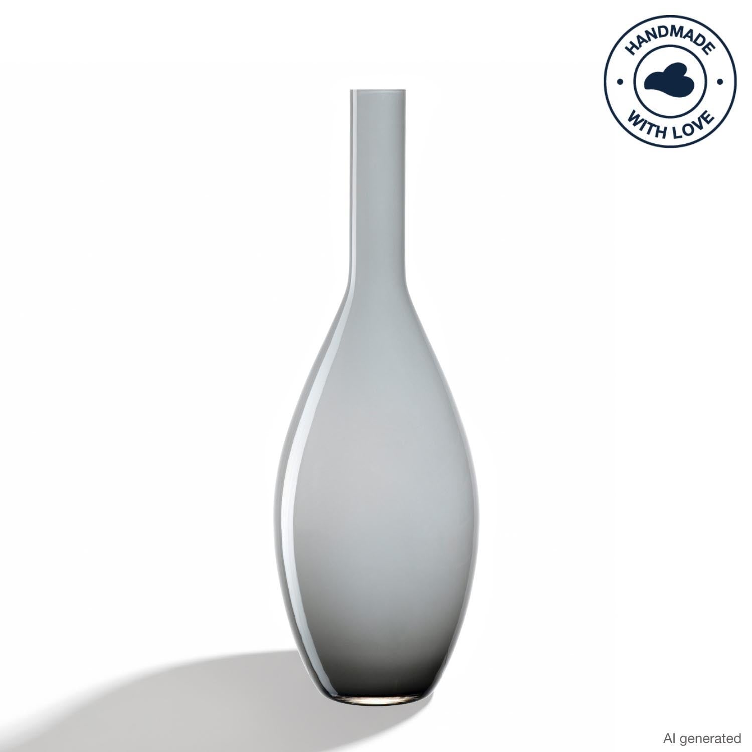 Vase BEAUTY 39 cm grau, birnenförmig, auf weißer Oberfläche