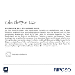 Sterndose RIPOSO in Klarglas mit Produktinformationen und Markenlabel