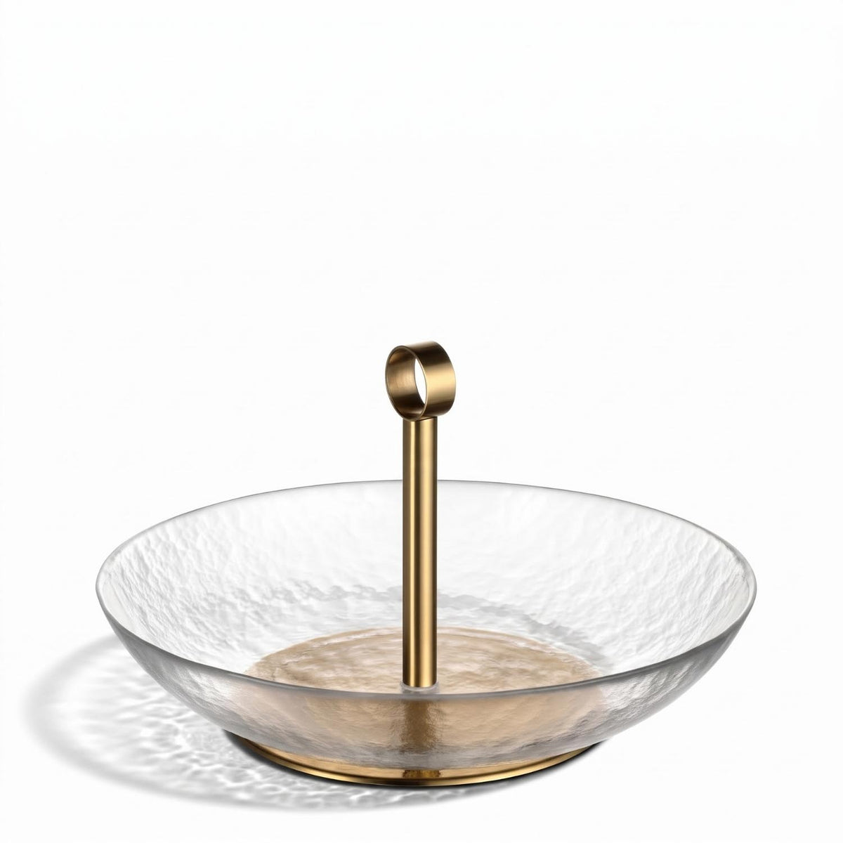 Schale CENA 25 cm gold mit Griff auf weißem Hintergrund