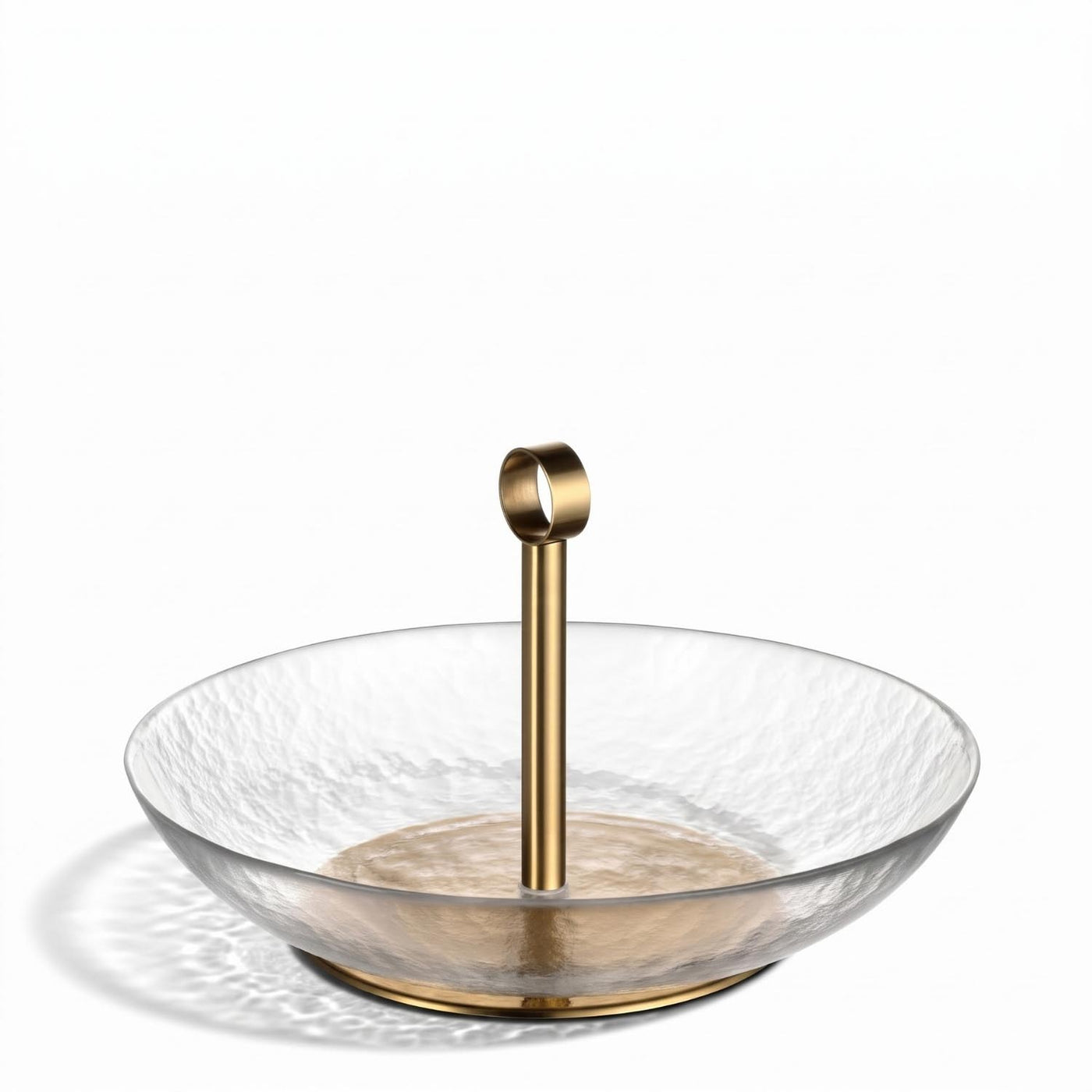 Schale CENA 25 cm gold mit Griff auf weißem Hintergrund