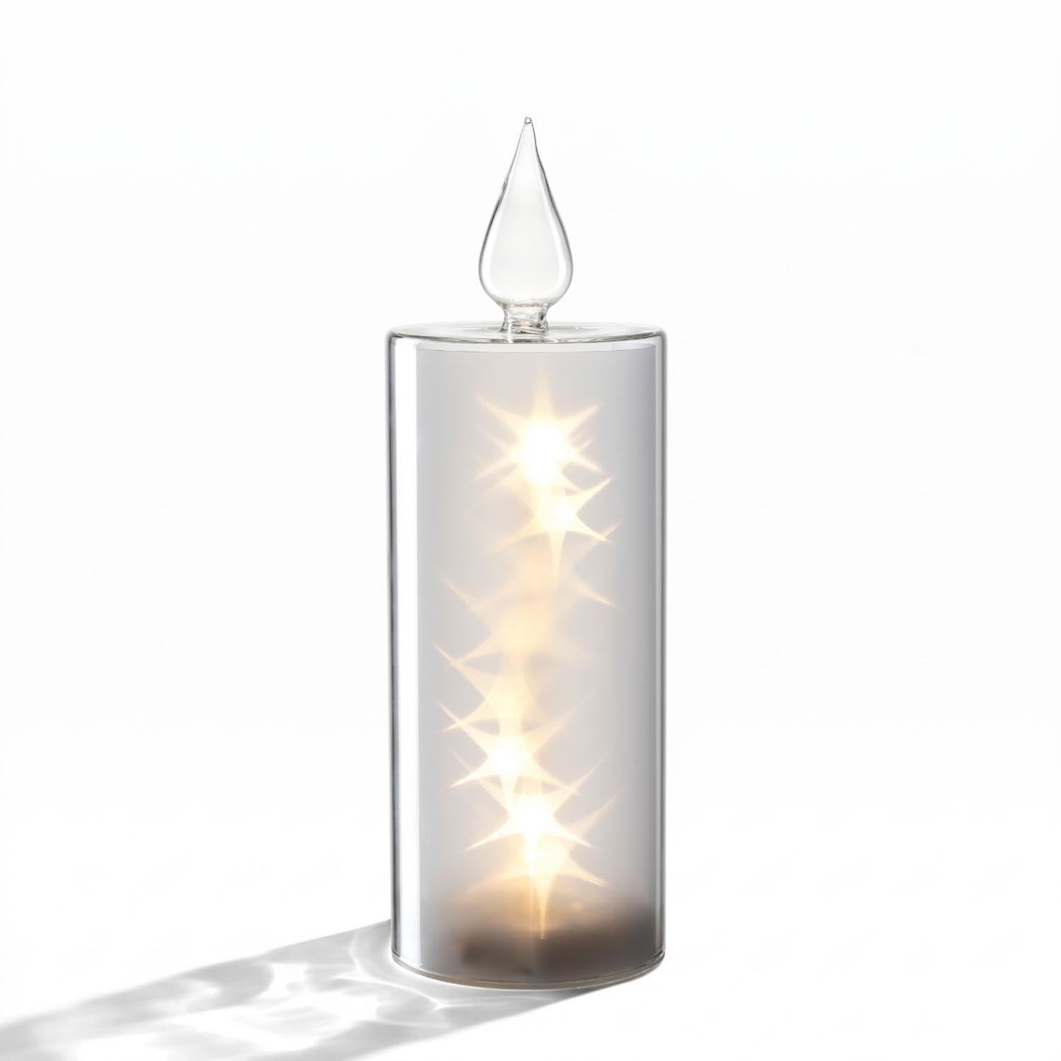 LED Kerze RIPOSO mit brennender Flamme und leuchtenden Sternen, freistehend