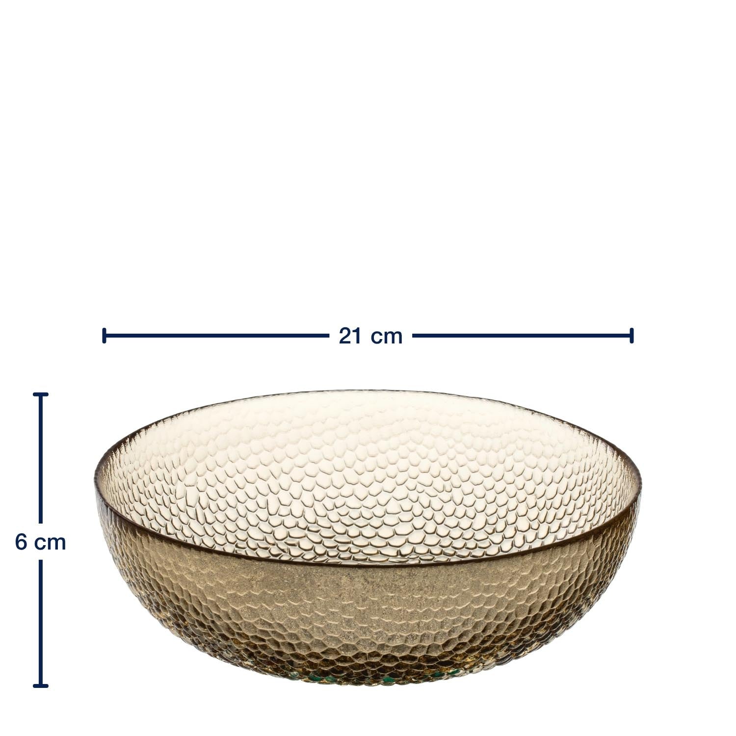 Schale RIPOSO 21 cm braun mit Strukturoberfläche und Massangaben