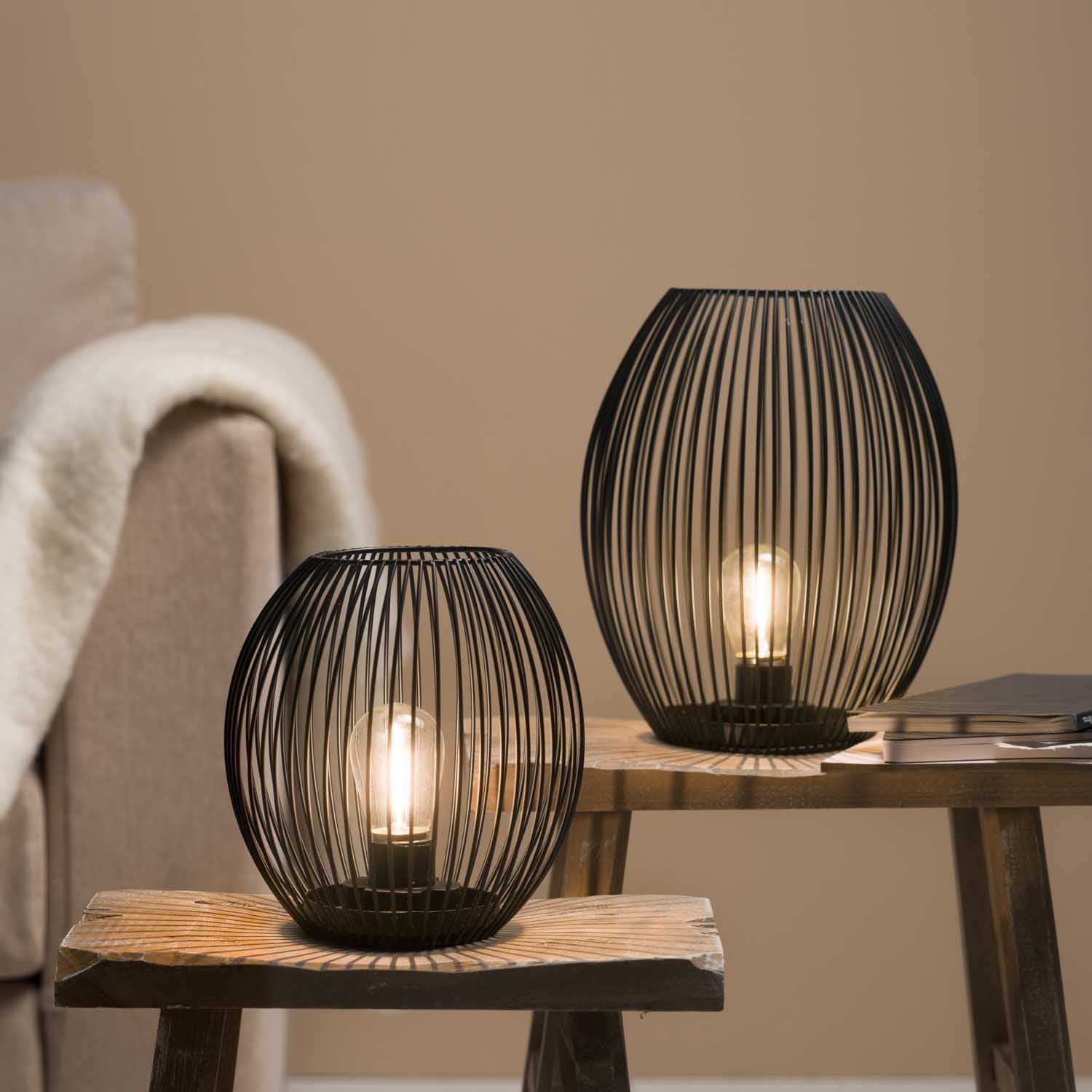 Laterne mit LED CASOLARE 24 cm schwarz
