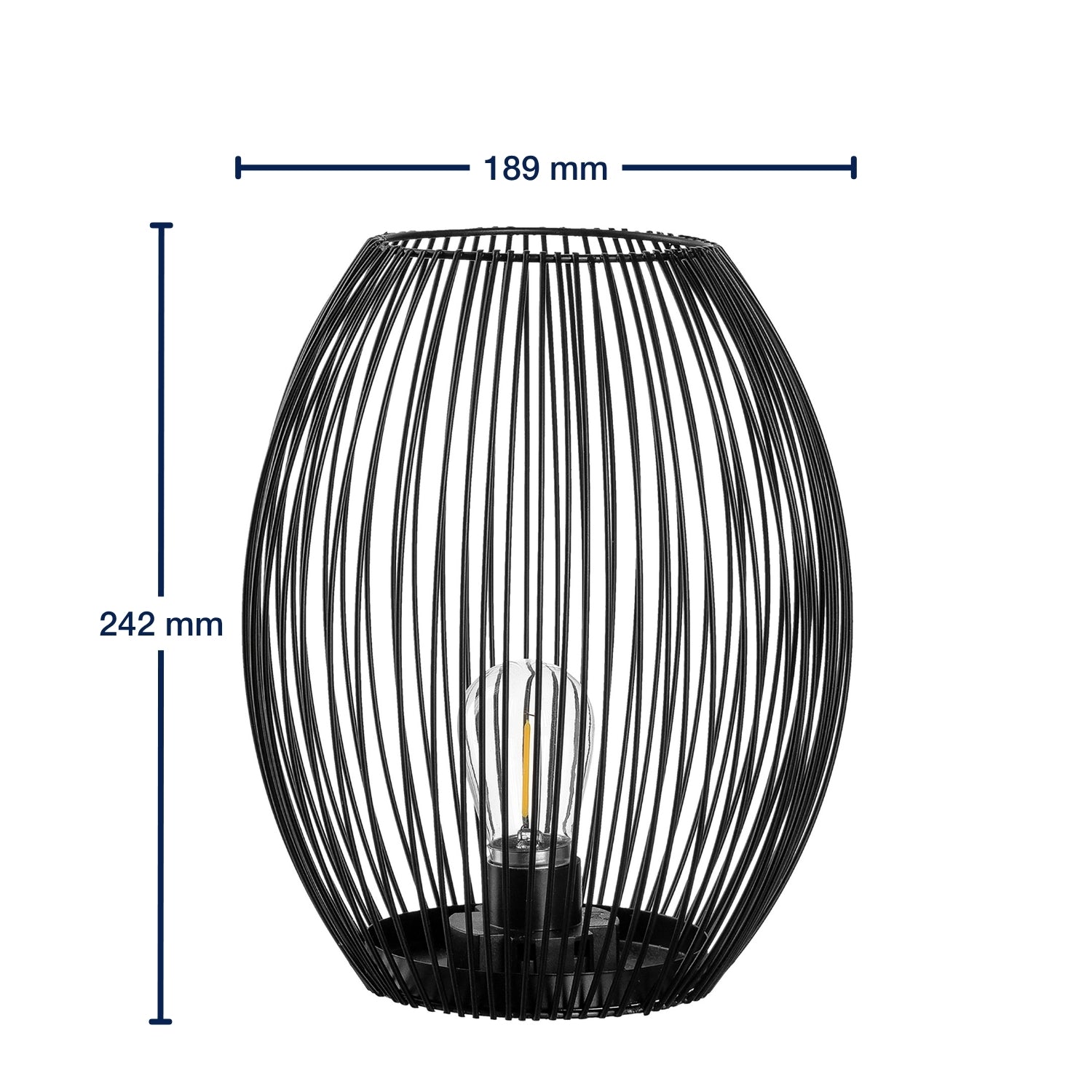 Laterne mit LED CASOLARE 24 cm schwarz