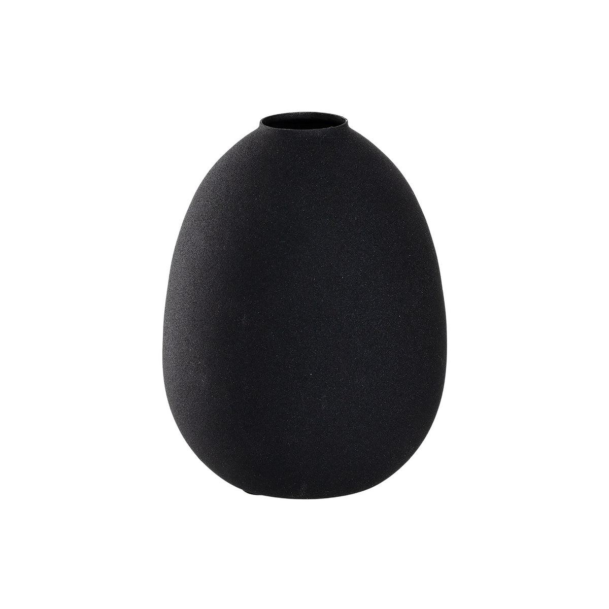 Vase CASOLARE 16 cm schwarz, Metallvase mit ovalem Körper und Öffnung