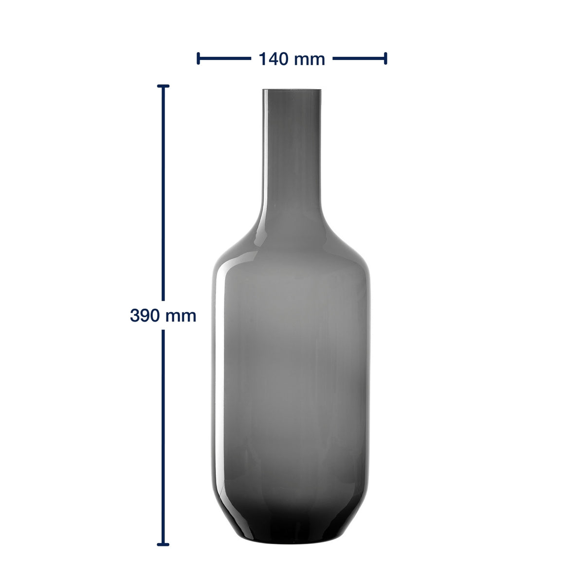 Massangaben zu Vase MILANO 39 cm grau