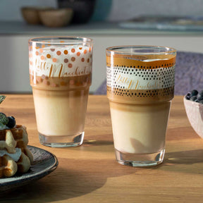 Becher SOLO 410 ml 'Latte Macchiato' rose/braun 6er-Set