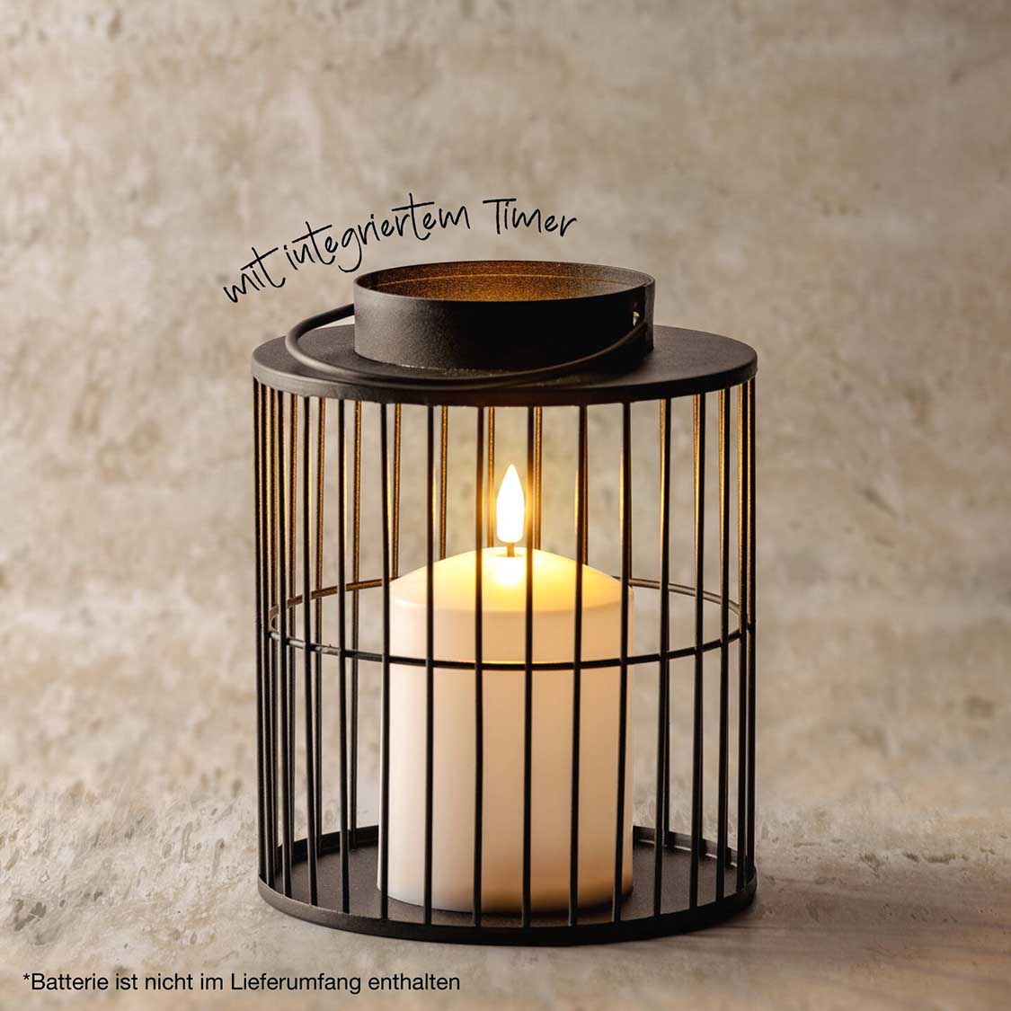 LED Laterne SILENZIO 18 cm schwarz