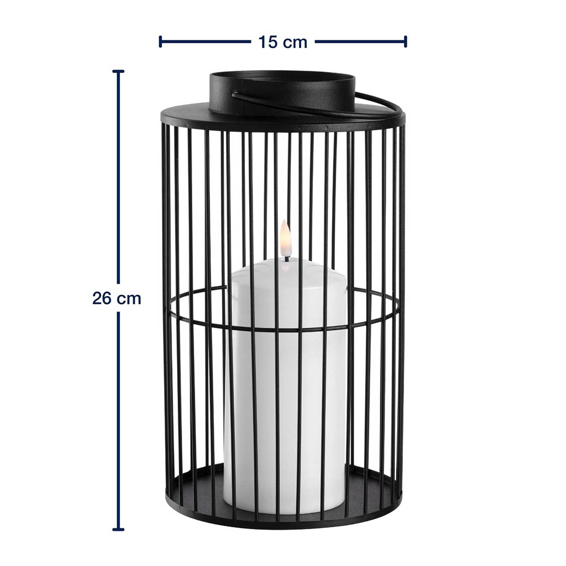 LED Laterne SILENZIO 26 cm schwarz