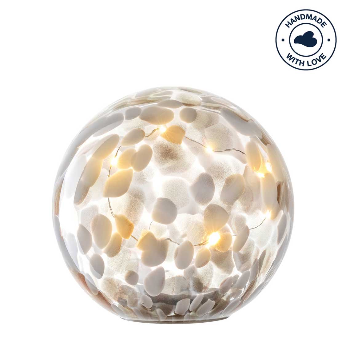 LED Kugel SILENZIO 17 cm weiß/gold