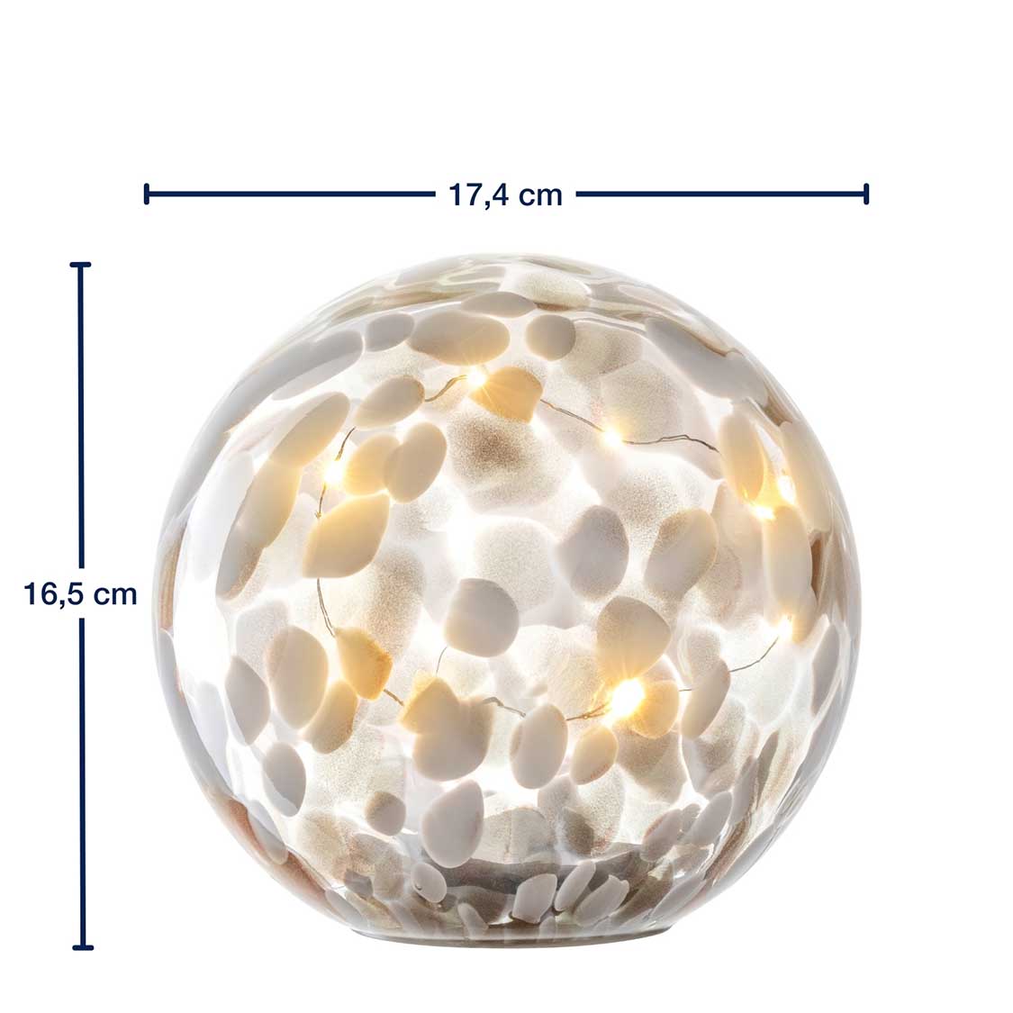 LED Kugel SILENZIO 17 cm weiß/gold