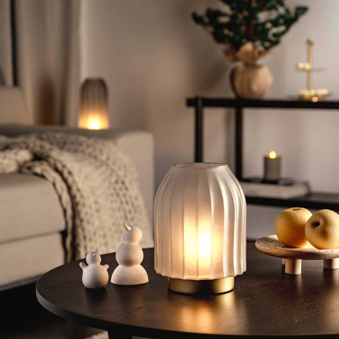 LED Lampe SILENZIO 22 cm grau satiniert