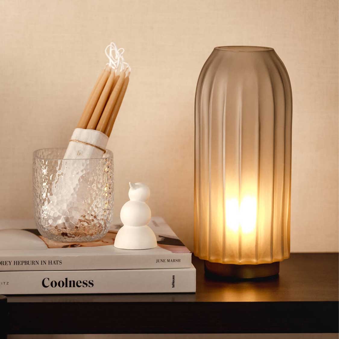 LED Lampe SILENZIO 28 cm grau satiniert