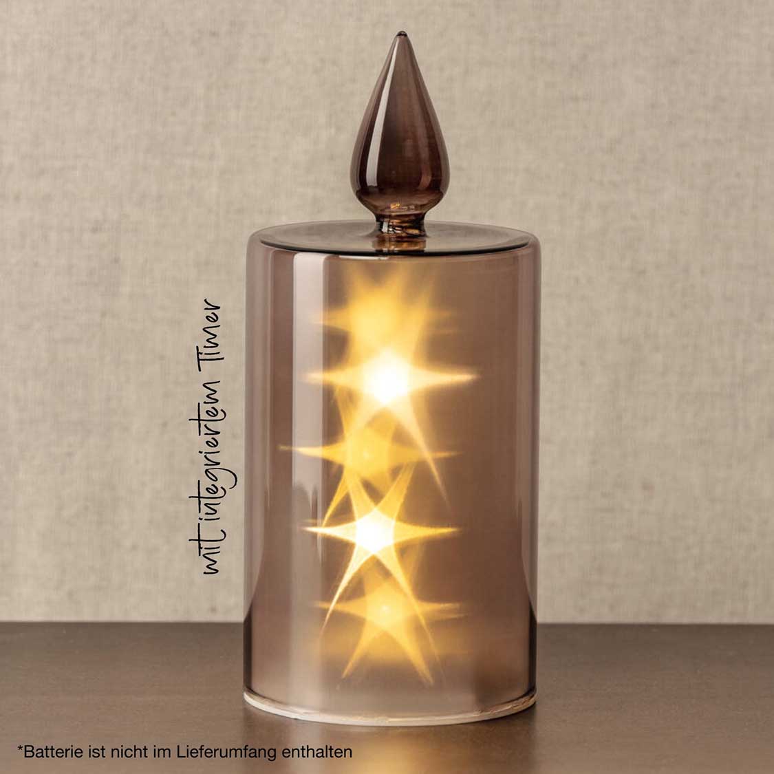 LED Kerze CAPANNA 21 cm grau