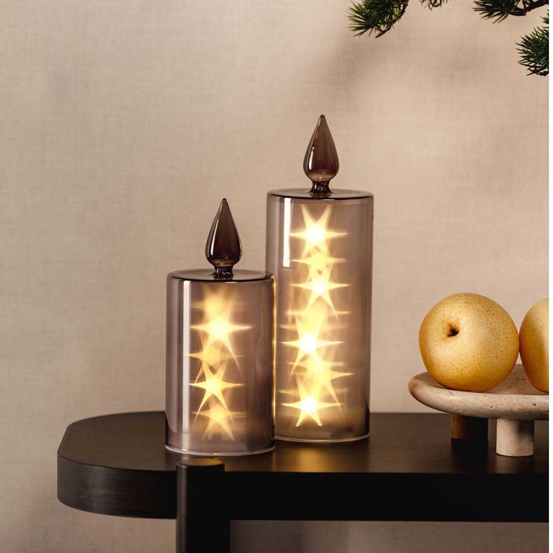 LED Kerze CAPANNA 21 cm grau