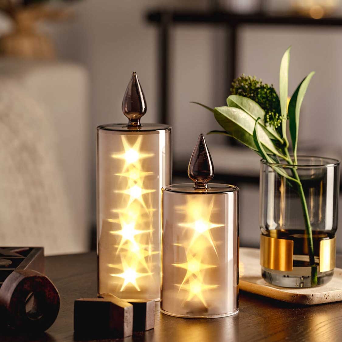 LED Kerze CAPANNA 27 cm grau