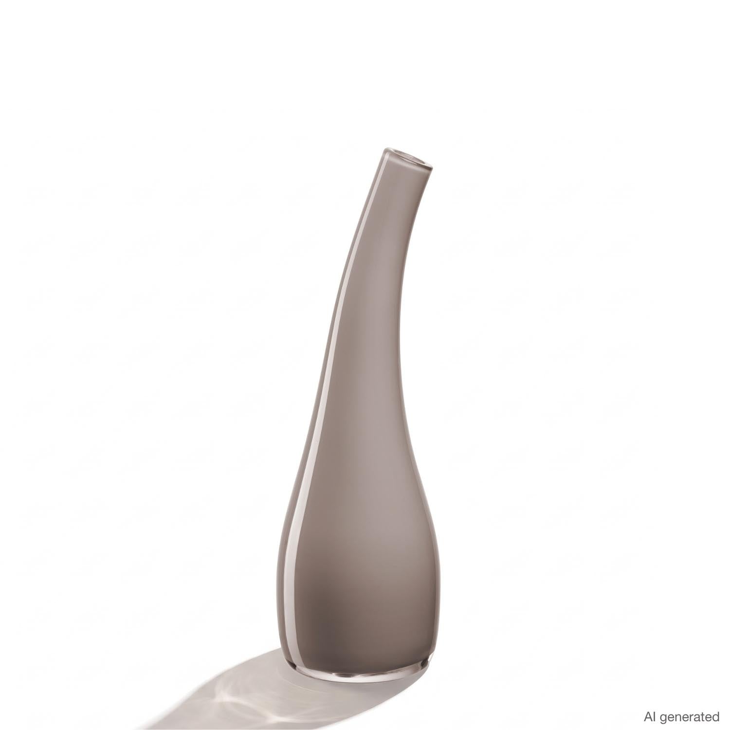 Vase ARCO 25 cm taupe opac, schlanke geschwungene Form vor weissem Hintergrund