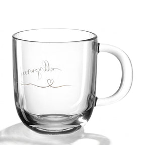 Tasse EMOZIONE mit Gravur "all you need is love" und Herzchen, weißer Henkel