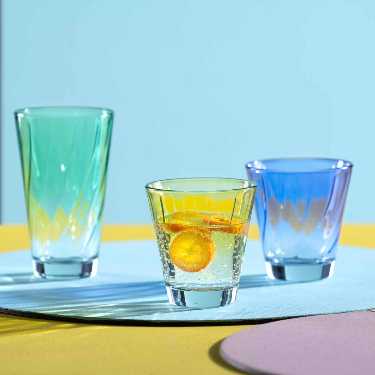 Trinkglas TWIST 215 ml blau 4er-Set – LEONARDO