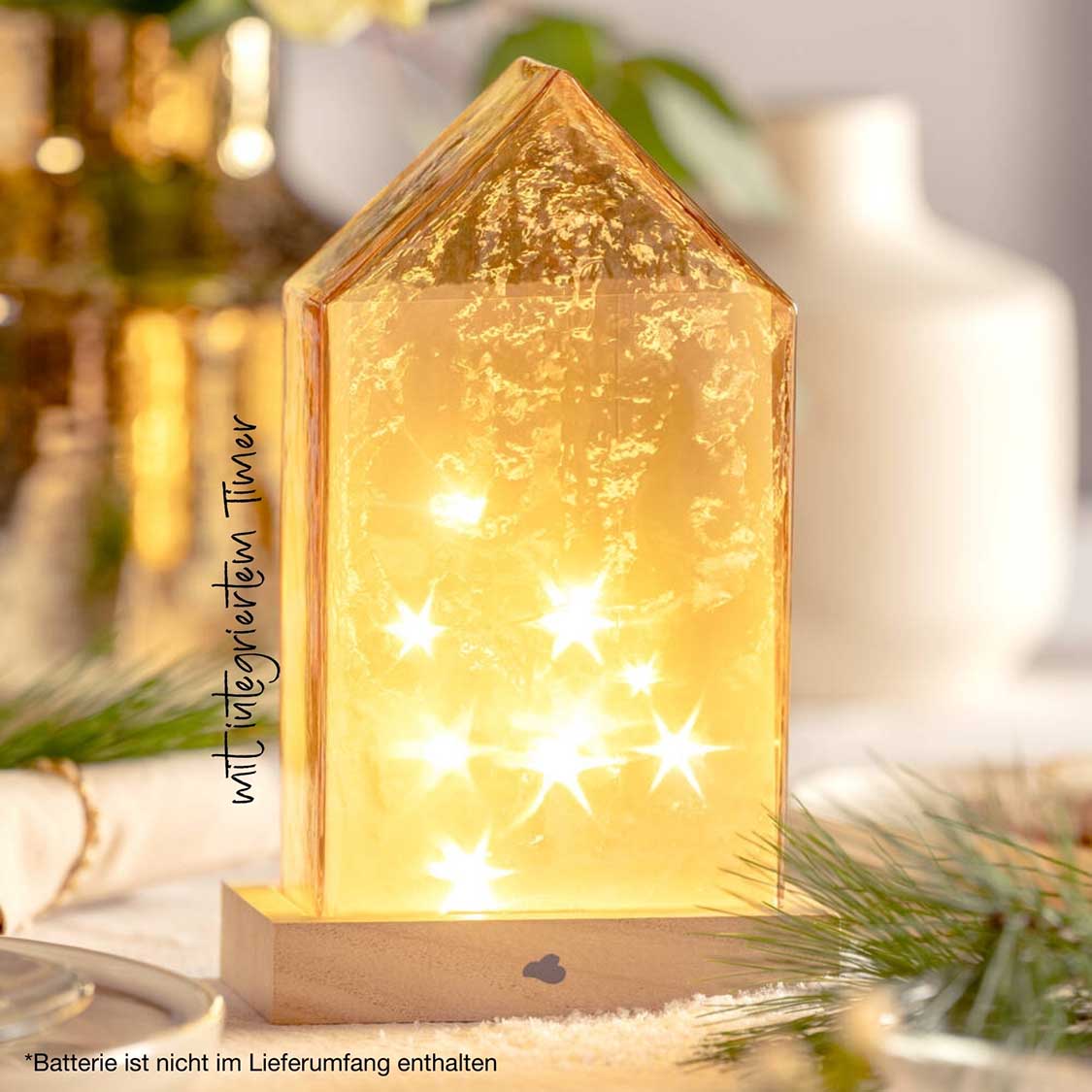LED Haus 22 cm amber MAGICO – LEONARDO