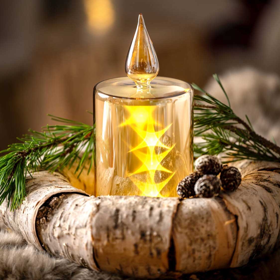 LED Kerze CAPANNA 21 cm gold