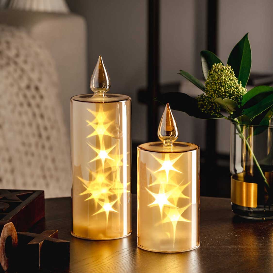 LED Kerze CAPANNA 21 cm gold