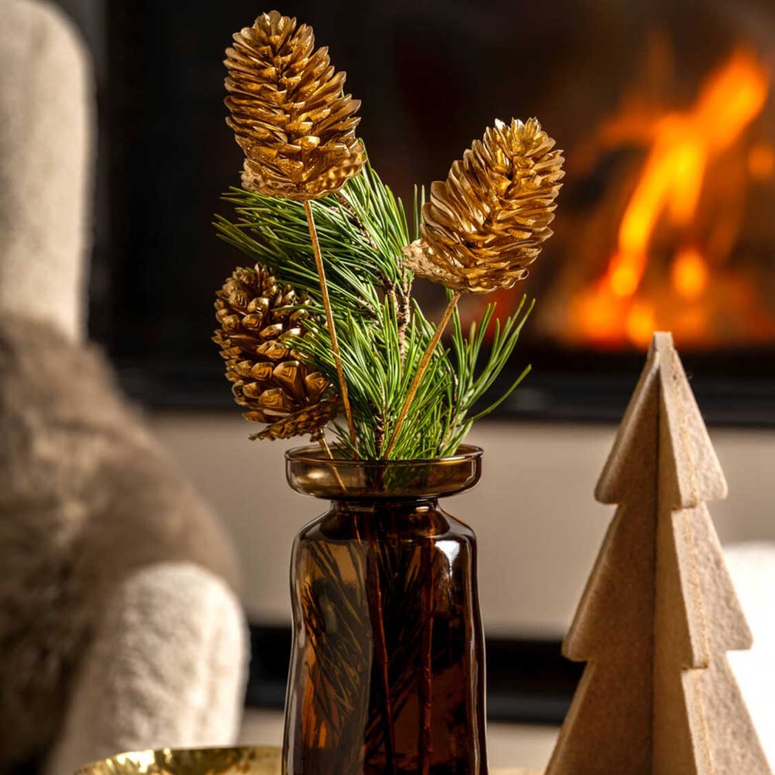 Zapfenzweig 61 cm gold CAPANNA