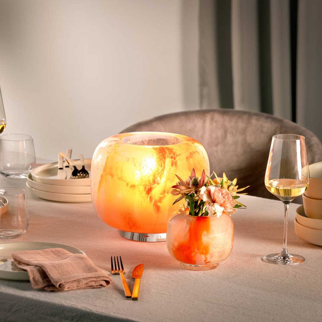 Vase CIPRIA DUE 11 cm orange/creme