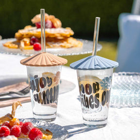 Silikon Schirmchen SOLE 10 cm apricot und blau 2er-Set