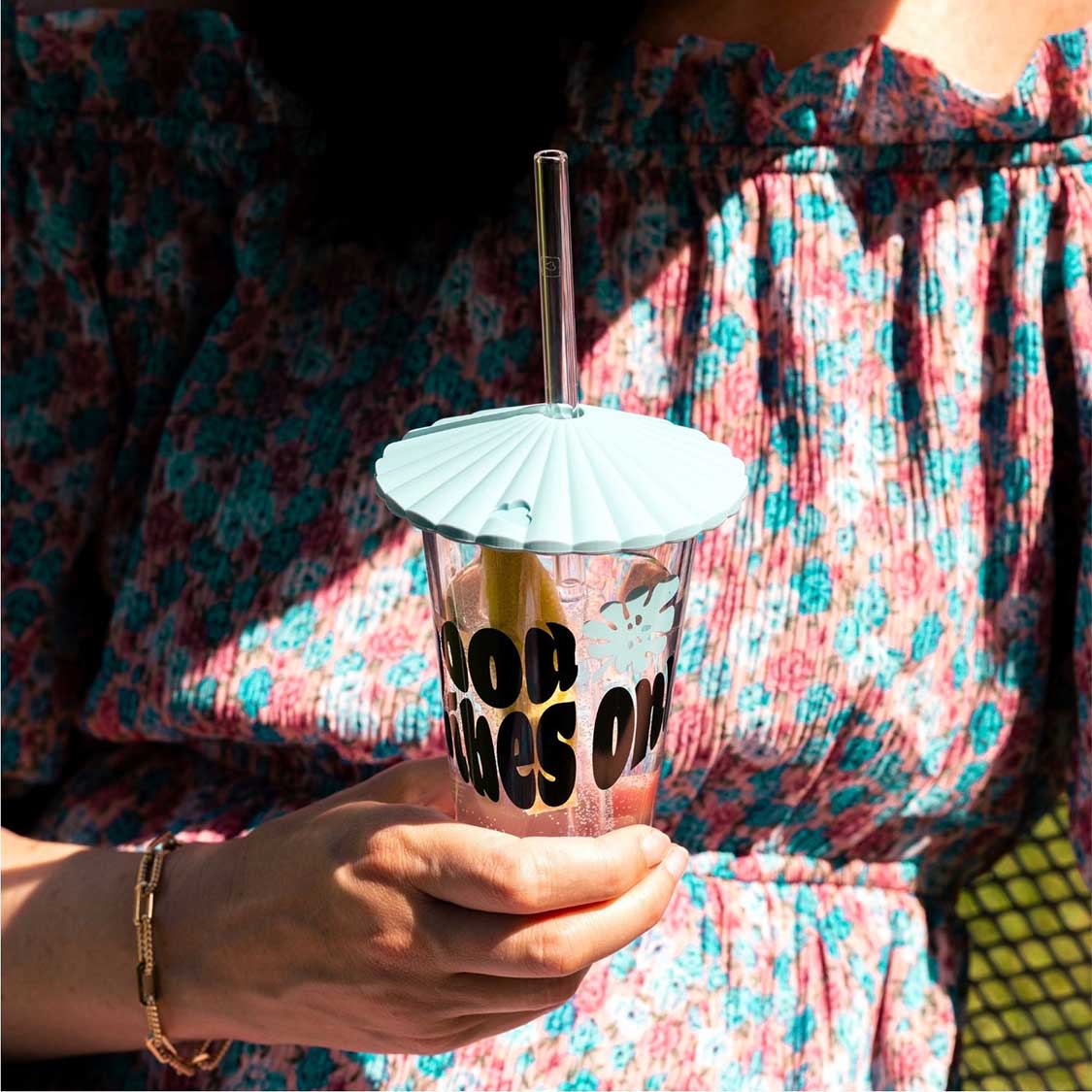 Silikon Schirmchen SOLE 10 cm apricot und blau 2er-Set