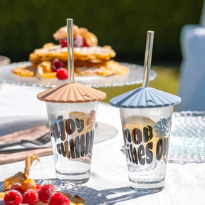 Silikon Schirmchen SOLE 10 cm apricot und blau 2er-Set