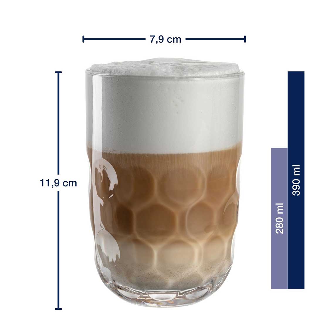 Latte Macchiato Glas GOCCE 380ml 1. Variante 2er-Set