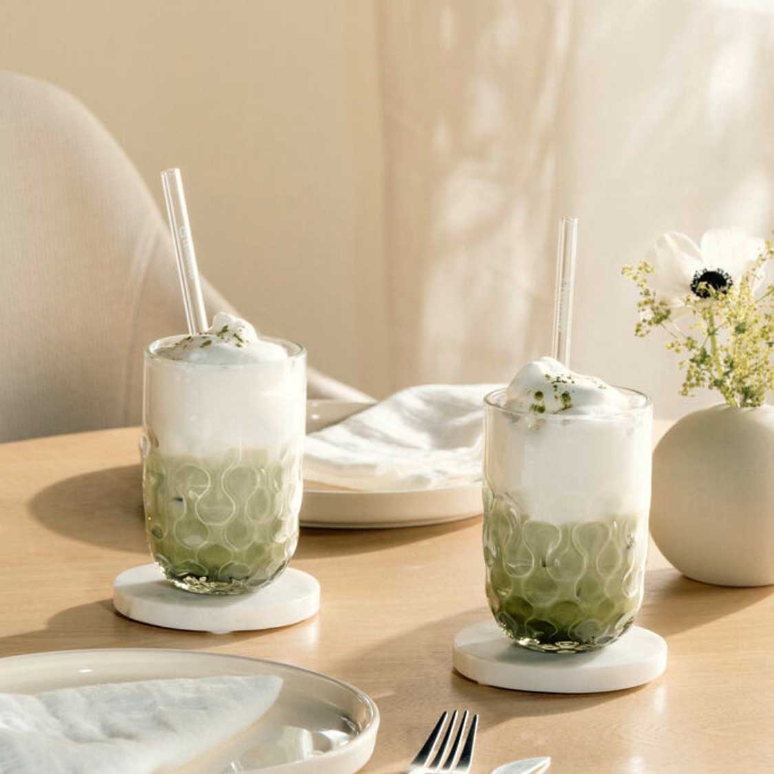 Latte Macchiato Glas GOCCE 380ml 2. Variante 2er-Set – LEONARDO