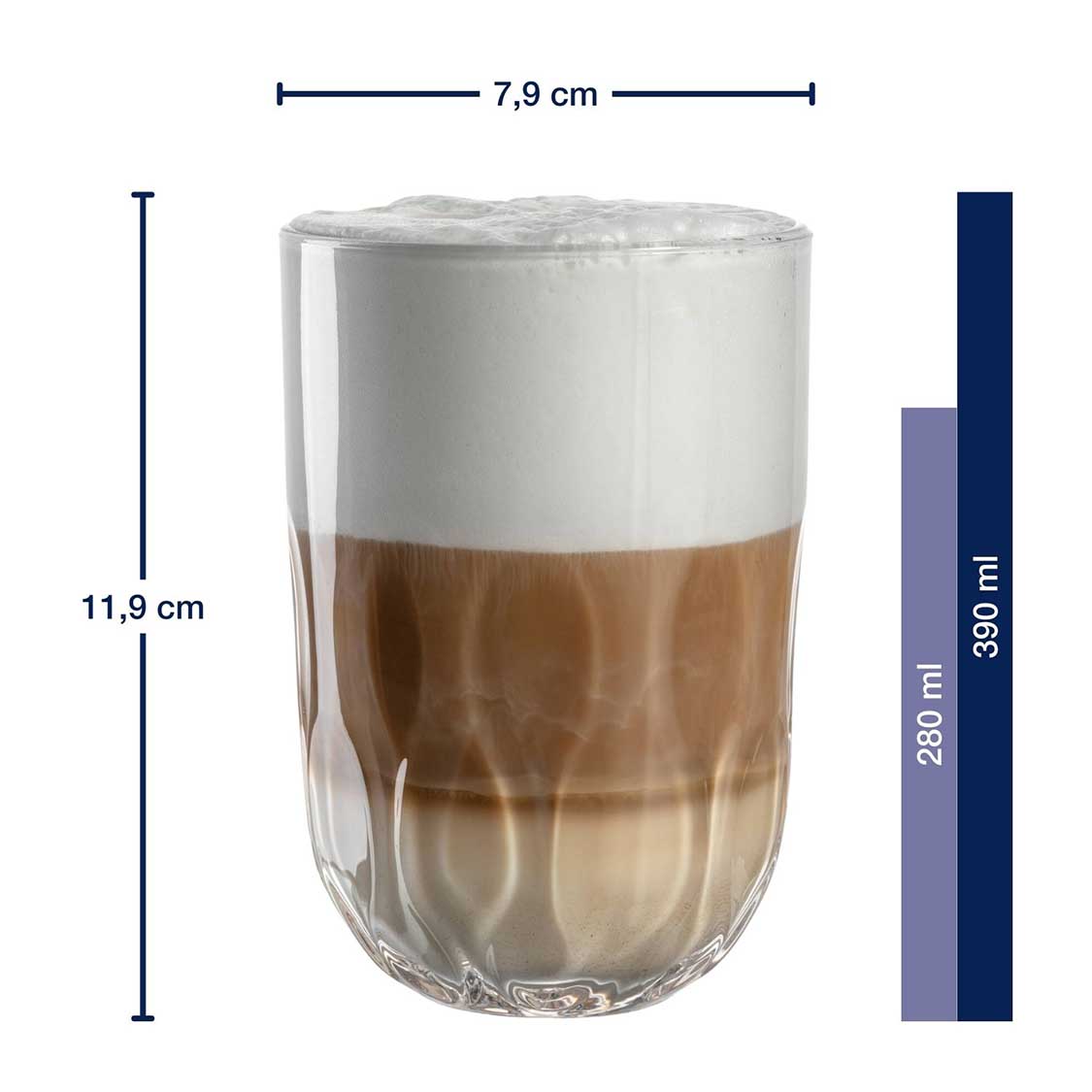 Latte Macchiato Glas GOCCE 380ml 3. Variante 2er-Set