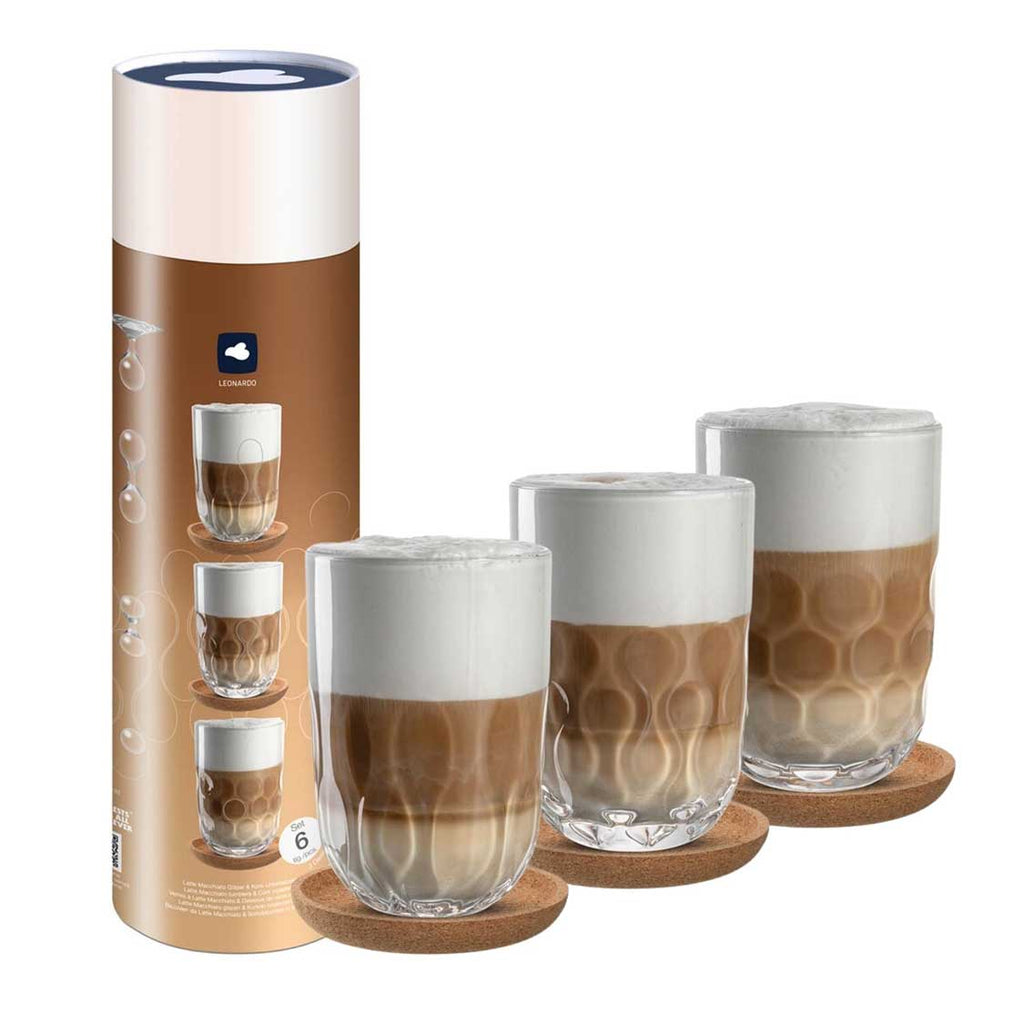 LEONARDO HOME GOCCE 055180-6: Set Di 6 Bicchieri Per Caffè In Vetro, 60 Ml, Eleganti Per Espresso E Cappuccino