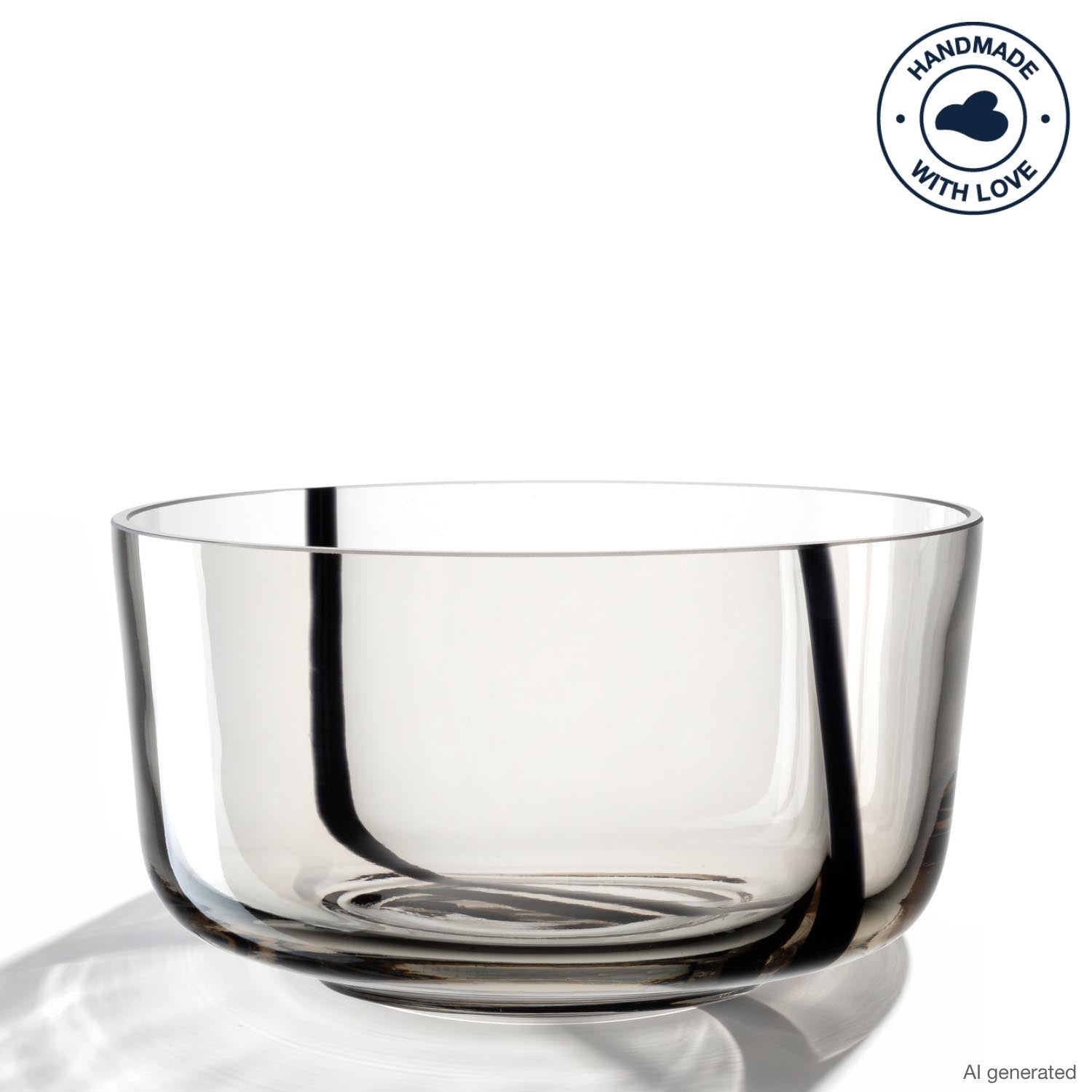 Glassschale ALVEO 21 cm taupe auf weißem Hintergrund, Frontalansicht