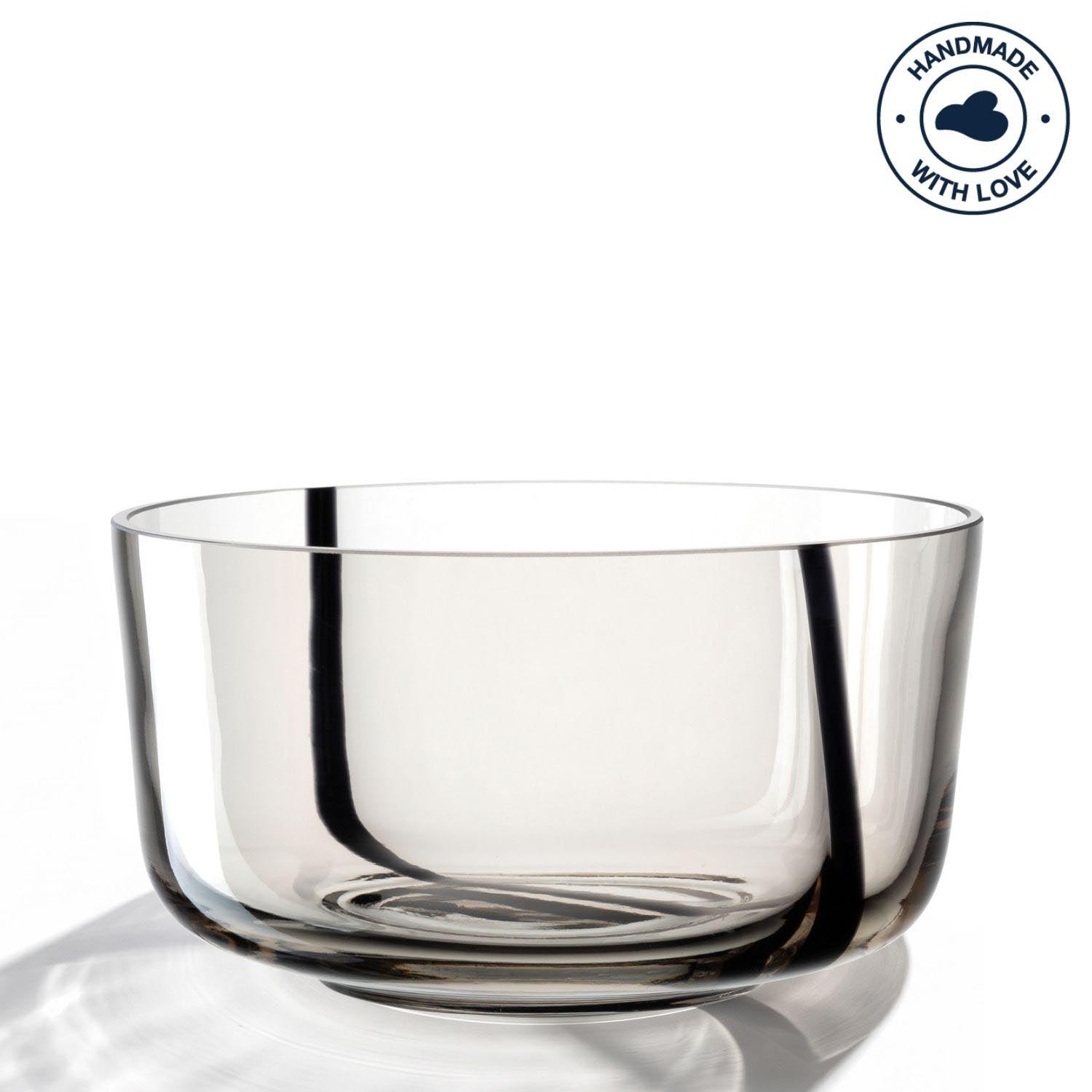 Schale ALVEO 21 cm aus Glas mit geschwungenen schwarzen Linien, Frontalansicht