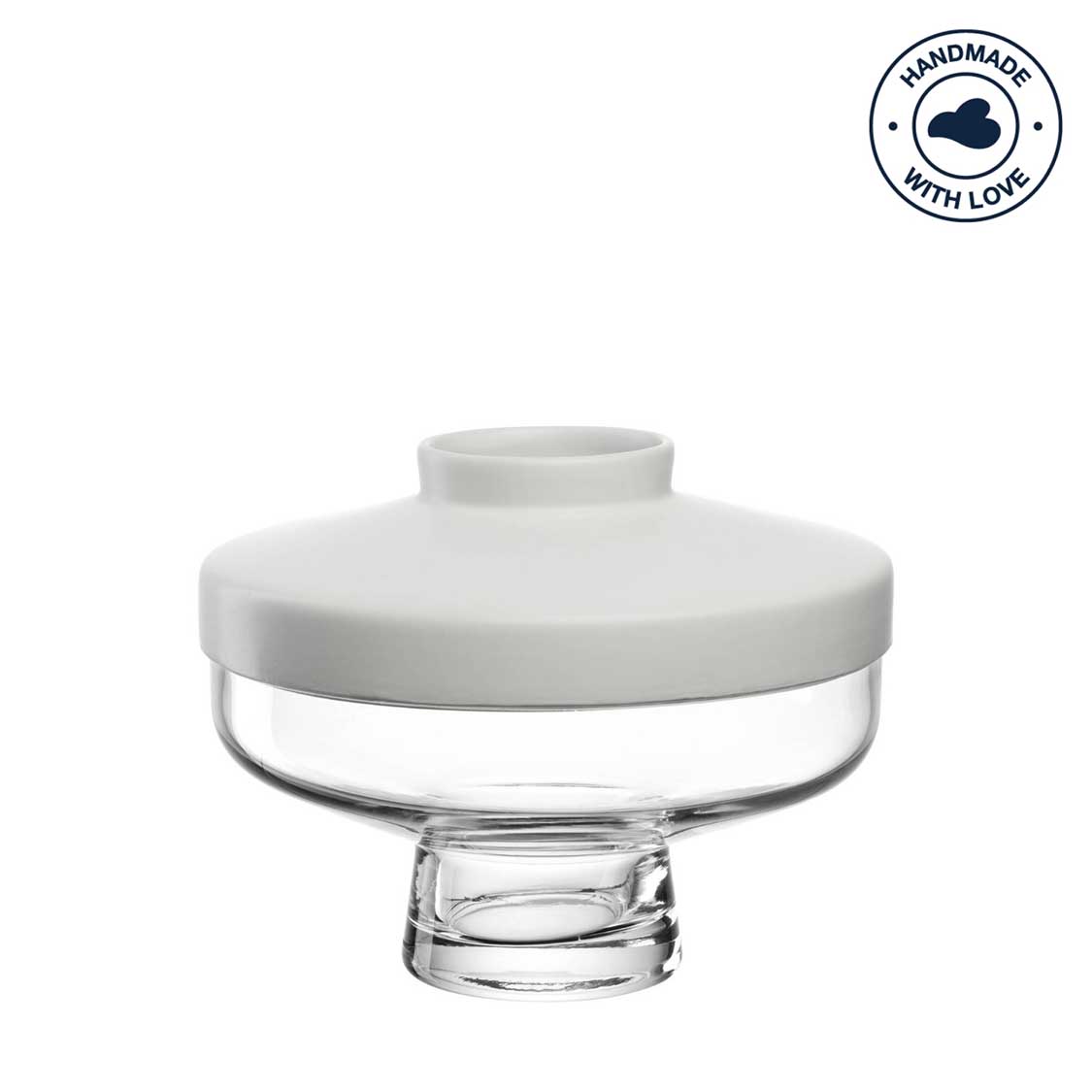 Vase RIVA mit Aufsatz 17 cm weiß