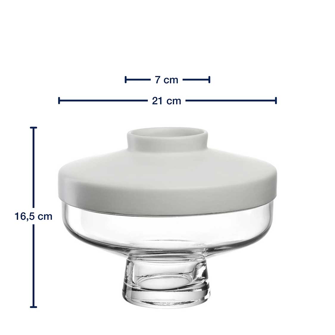 Vase RIVA mit Aufsatz 17 cm weiß