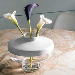 Vase RIVA mit Aufsatz 17 cm weiß